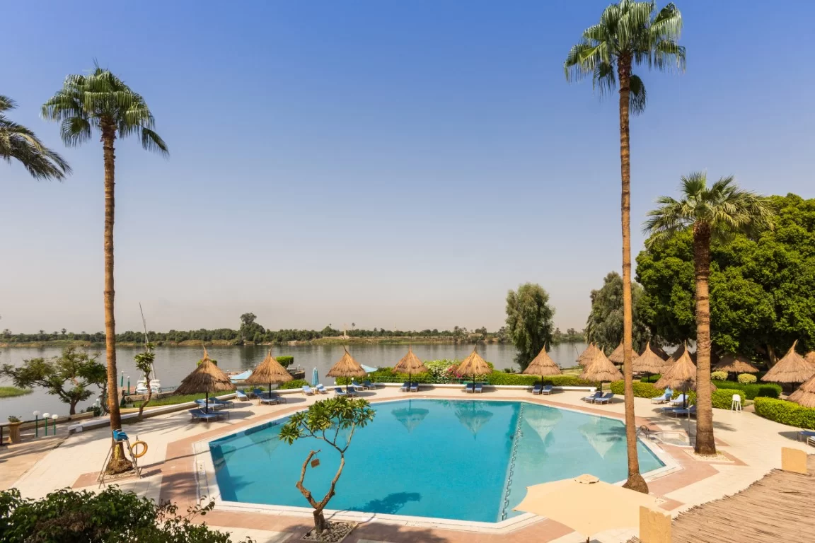 Poollandschaft mit Palmen
